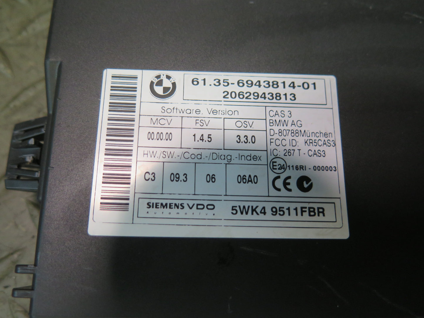 2007 BMW E63 E64 M6 S85 Engine ECU DME CAS3 Lock Cylinder Start KEY Set