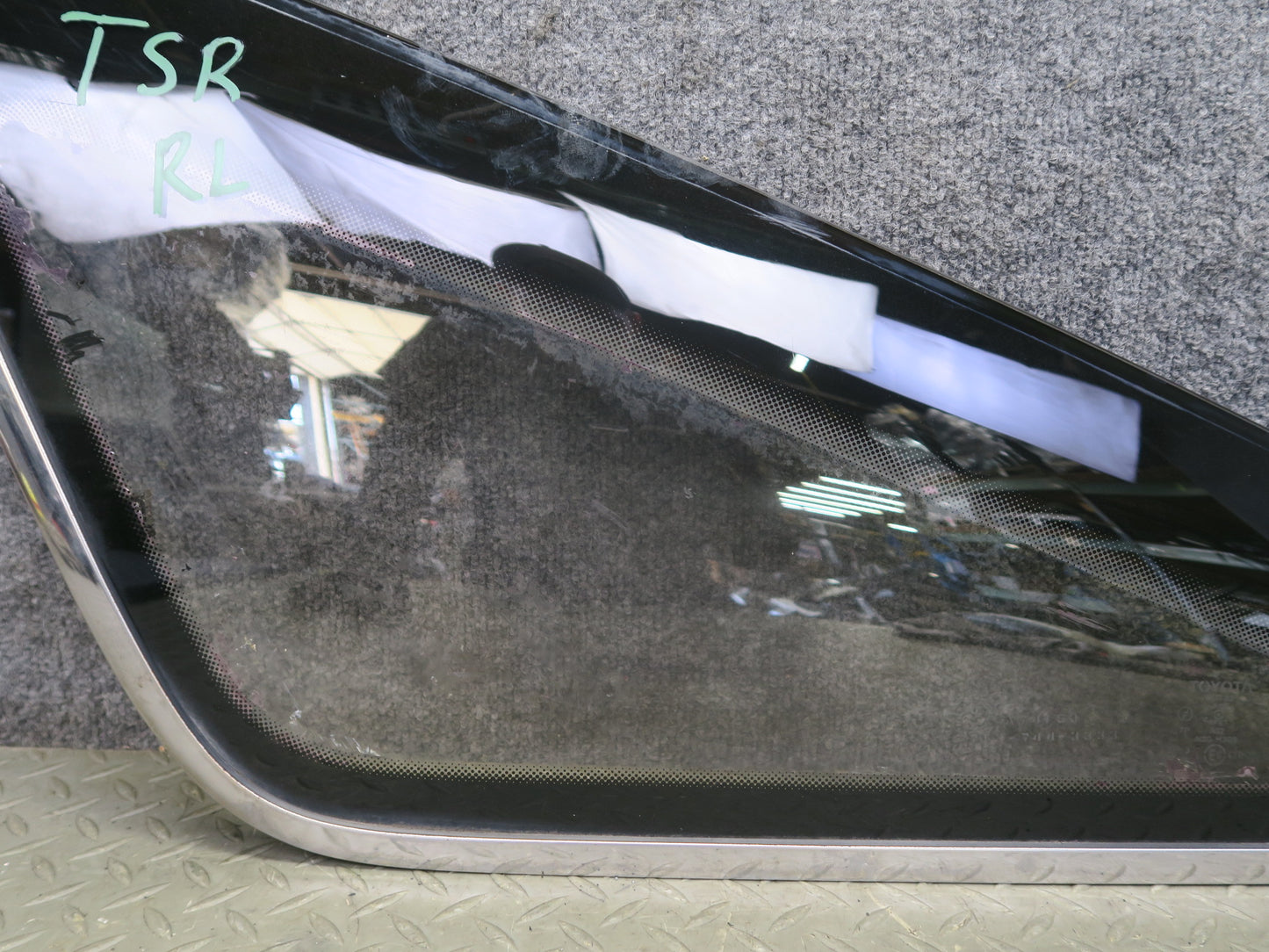 86-88 Toyota Supra MA70L Rear Left Quarter Glass Window w Molding Trim Set OEM