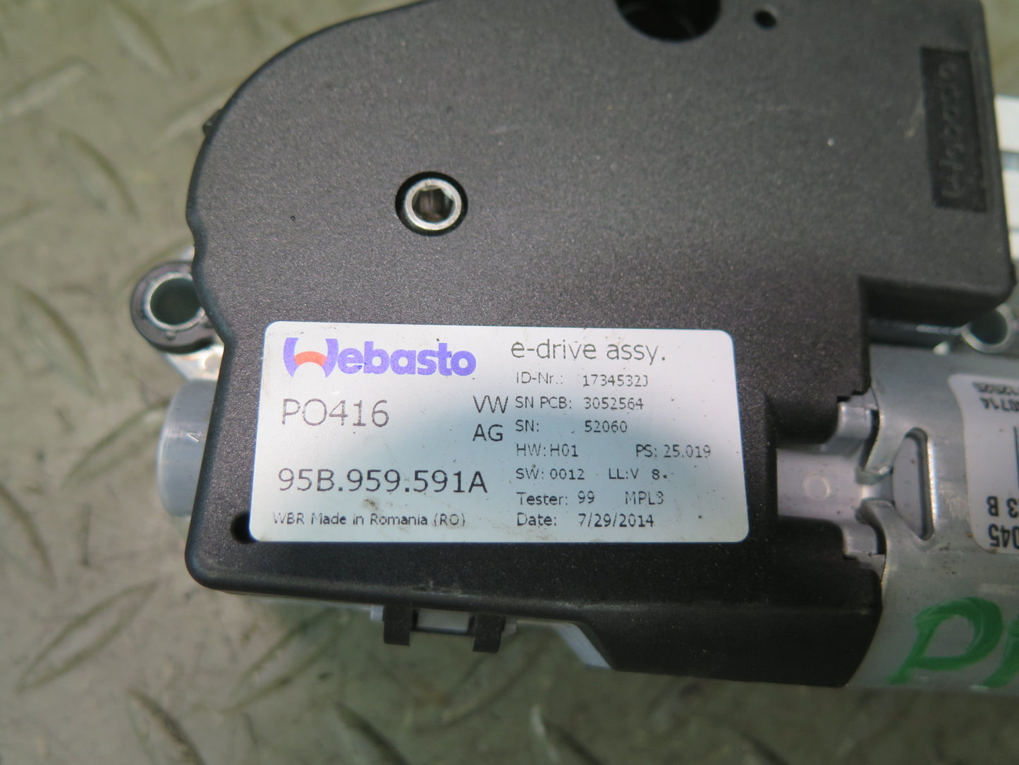 2015-2025 Porsche Macan Upper Sunroof Motor Drive Unit 95B959591A