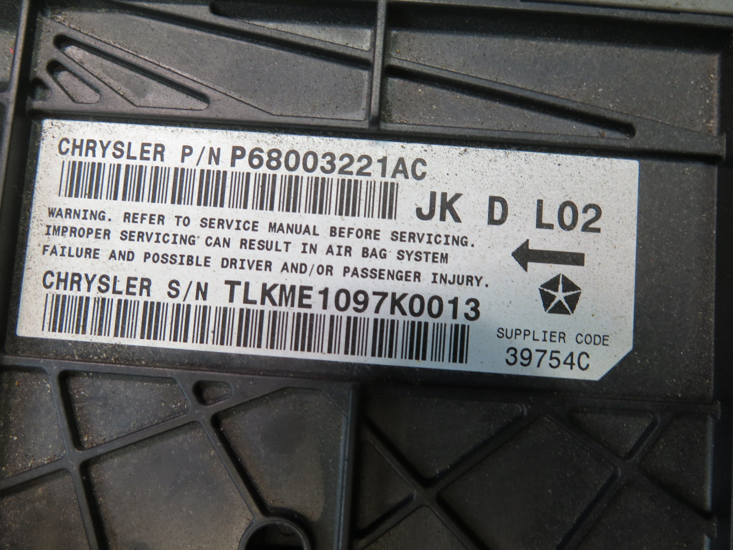 2007 Jeep Wrangler JK Chassis ECU Control  Module 68003221AC OEM