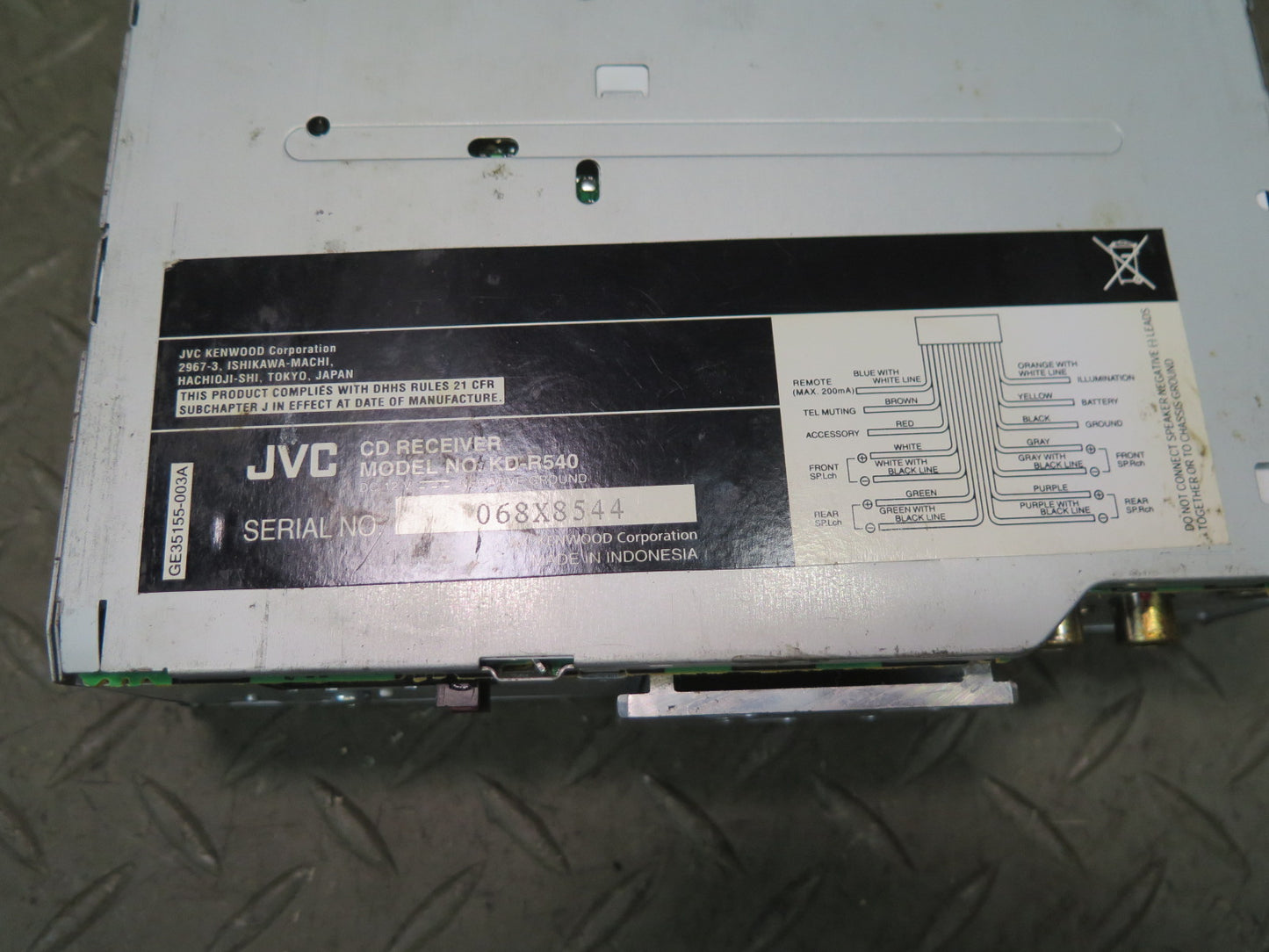 JVC KD-R540 Radio CD USB Player Receiver w Remote Control