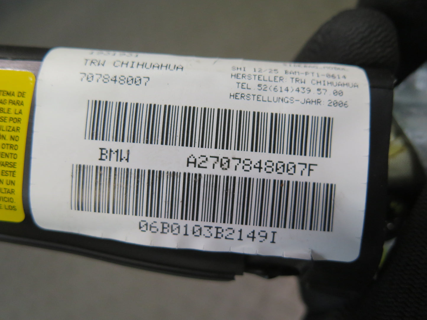 04-06 BMW X5 E53 REAR RIGHT SRS CURTAIN AIR BAG OEM