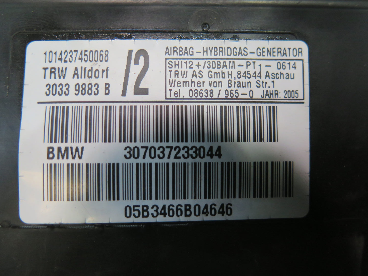 00-06 BMW X5 4.8is E53 FRONT LEFT SIDE DOOR SRS AIR BAG MODULE OEM