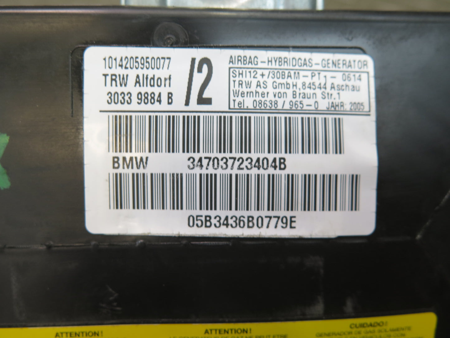 00-06 BMW X5 4.8is E53 FRONT RIGHT SIDE DOOR SRS AIR BAG MODULE OEM