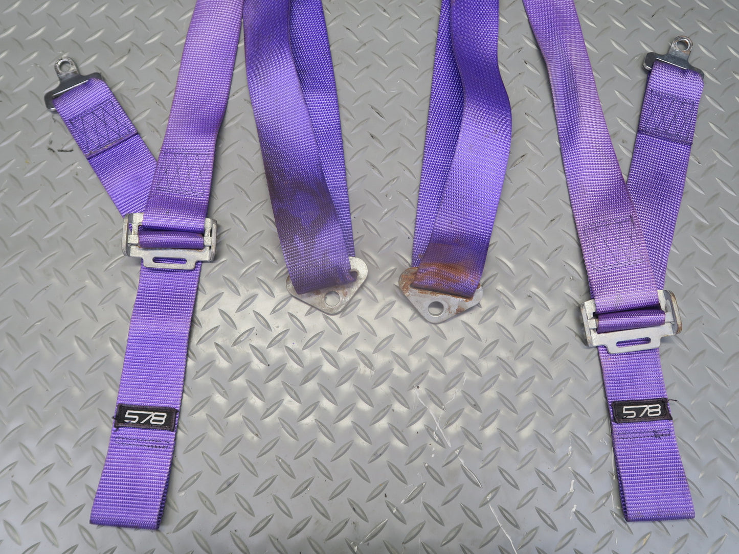 Set of 2 578 Camlock 4-POINT Universal Seat Belt Purple