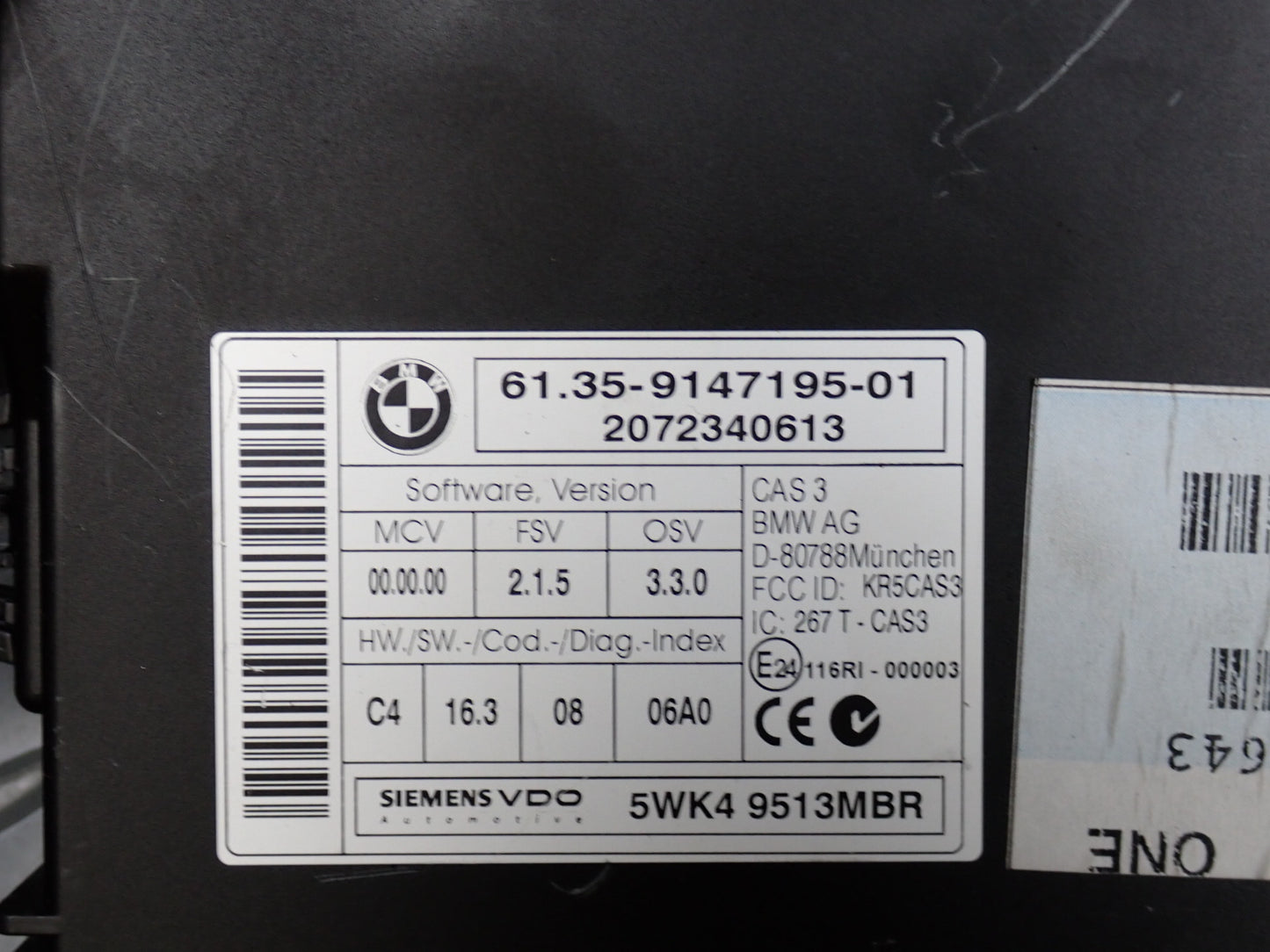2006 BMW E60 M5 5.0L S85 Engine ECU DME CAS3 Ignition Lock KEY Start Set