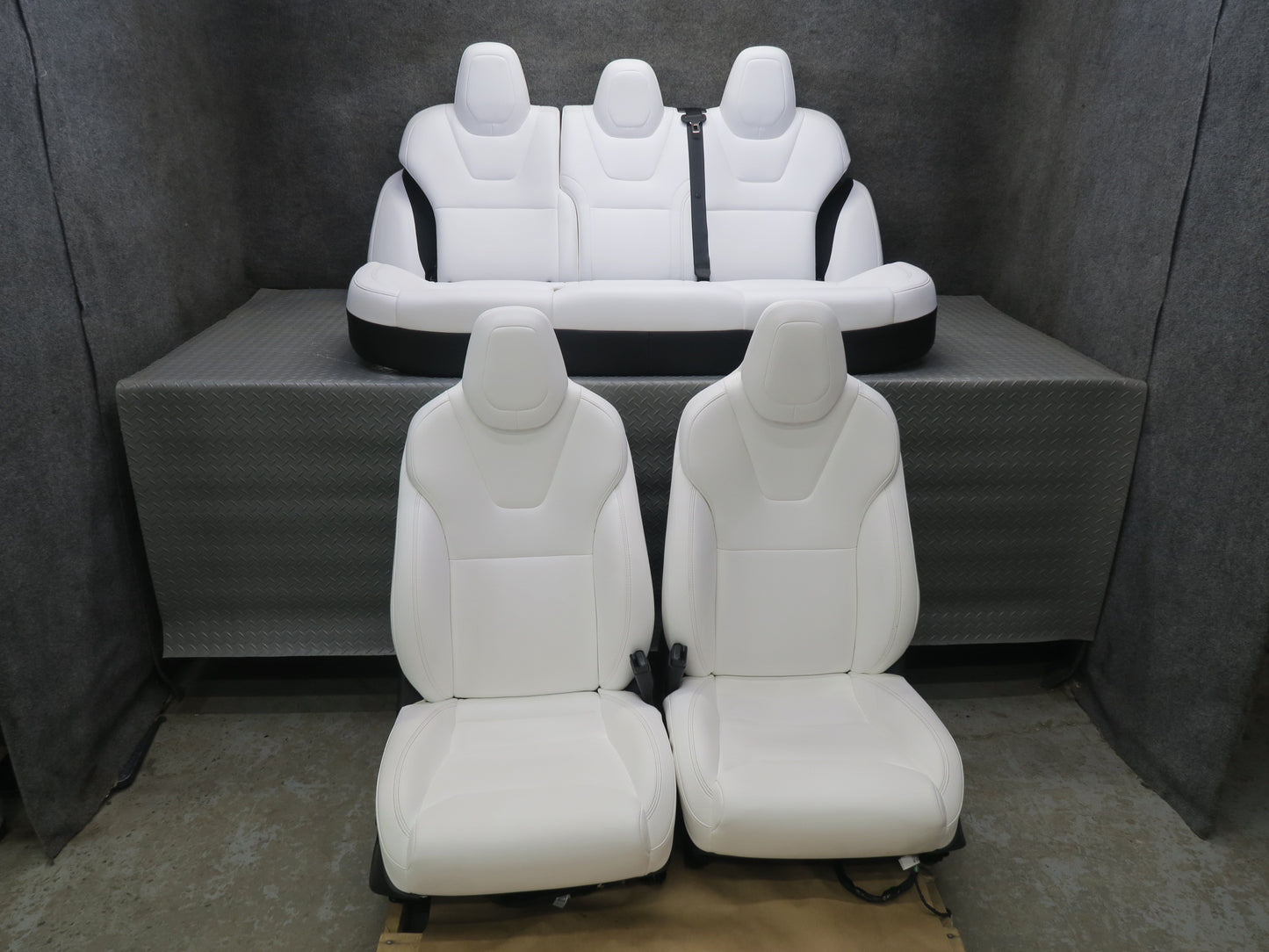 2016-2019 Tesla Model S 75D Front & Rear Left Right Leather Seat White Set