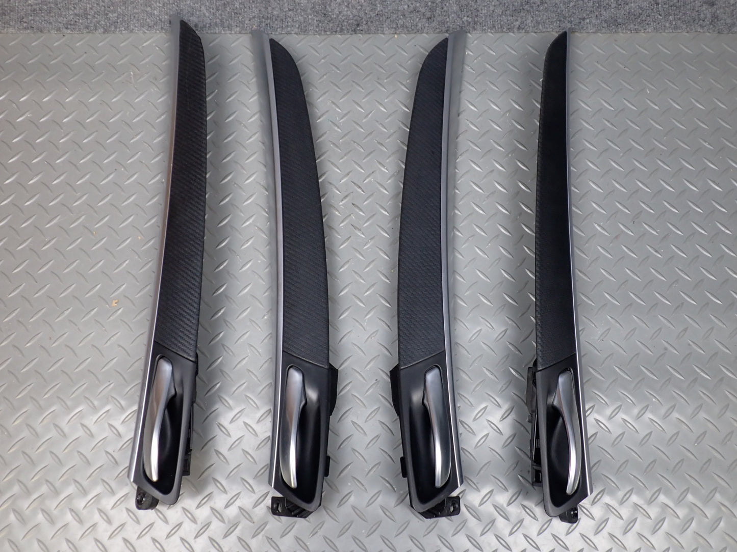 10-14 BMW E71 X6M Front & Rear Door Trim Bezel Panel Carbon Leather Set of 4