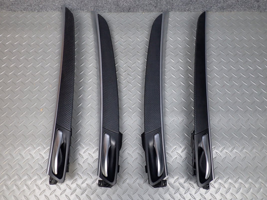 10-14 BMW E71 X6M Front & Rear Door Trim Bezel Panel Carbon Leather Set of 4