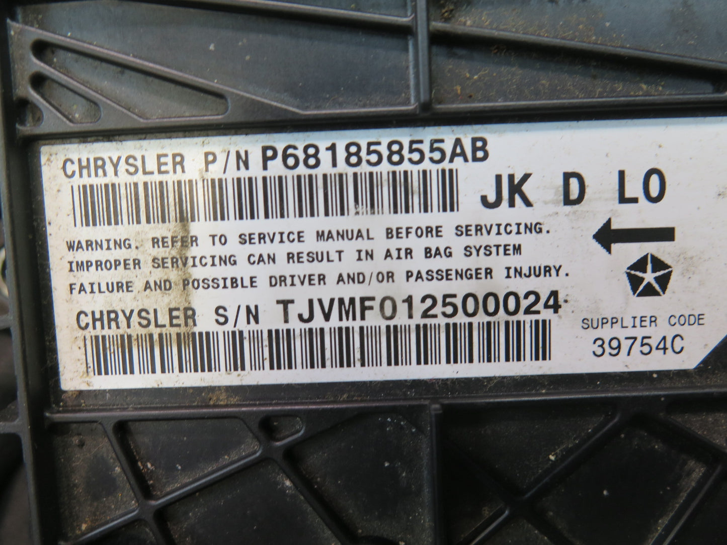 13-18 Jeep Wrangler JK Occupant Restraint Control Module 68185855AB OEM