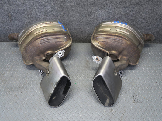 11-16 Porsche Panamera 970 3.6L Rear Right Left Side Exhaust Muffler W/ Tips Set