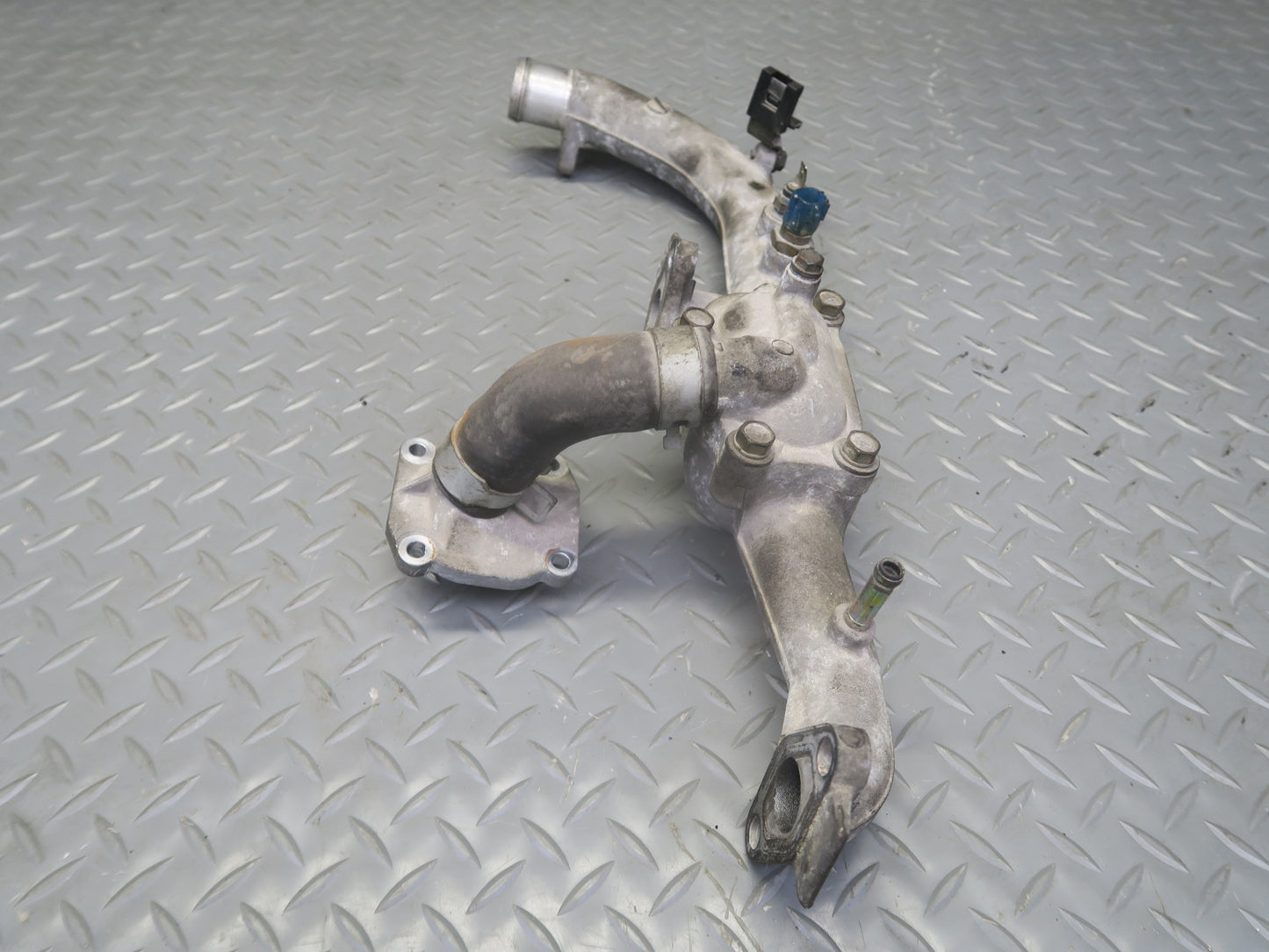 95-97 Nissan Gloria VQ30DET Coolant Water Outlet w Valve Temperature Sensor OEM