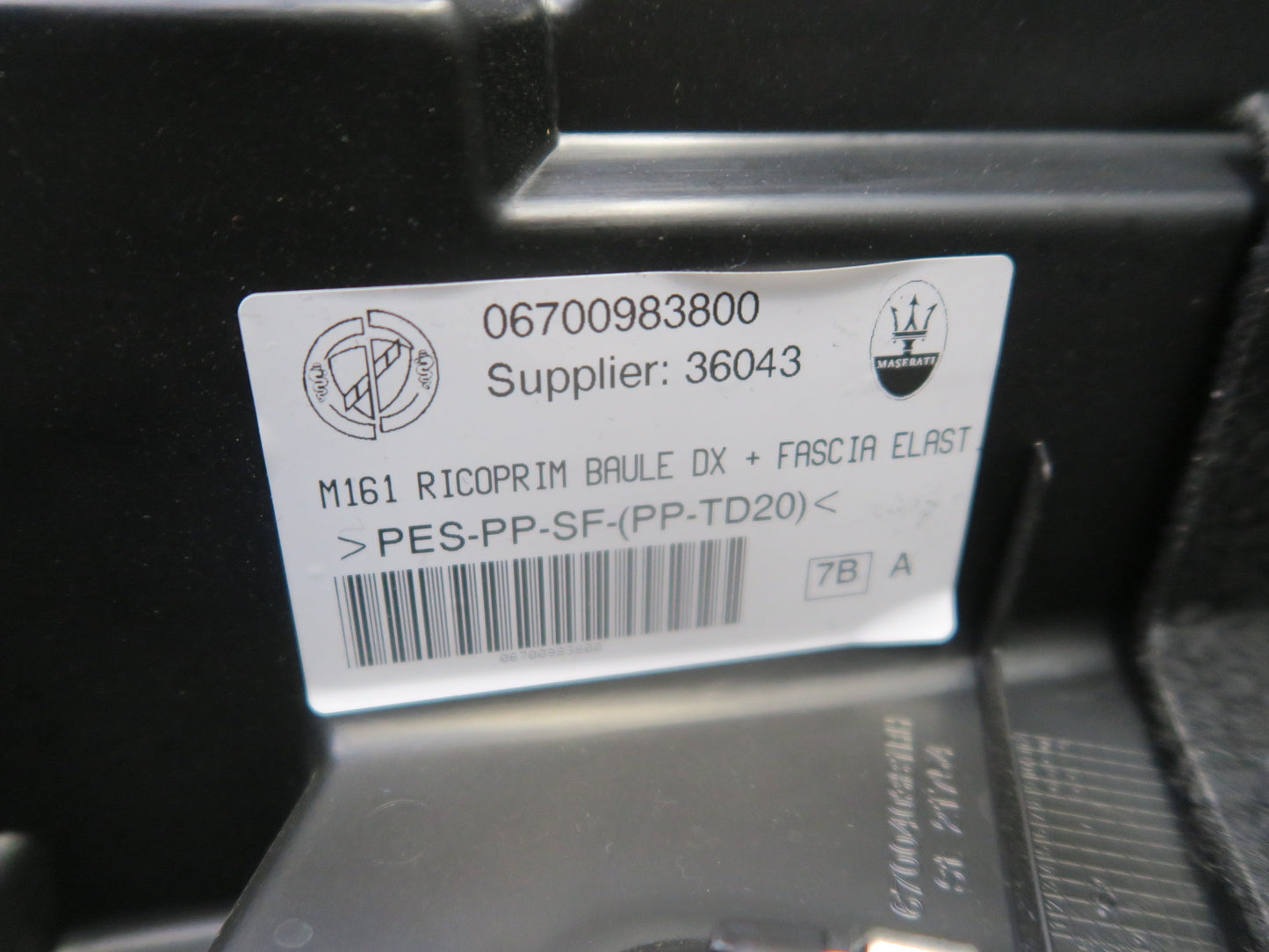 2017-2020 Maserati Levante M161 Rear Right Quarter Trunk Side Trim Cover Panel
