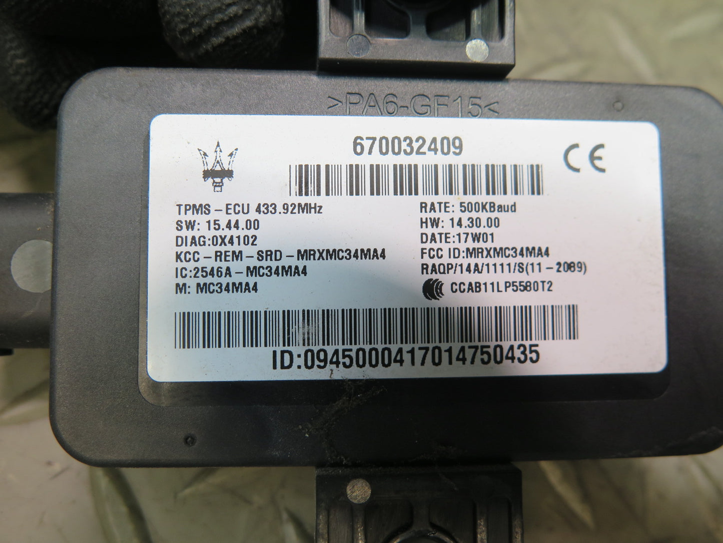 2017-2020 Maserati Levante M161 TPMS Tire Pressure Monitoring Module Unit