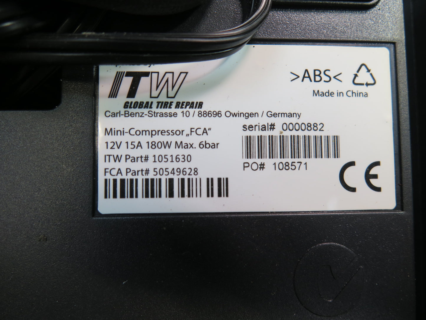 2017-2023 Alfa Romeo Stelvio Emergency Tire Inflator Wheel Air Compressor Pump