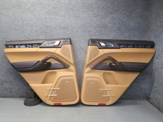 2011-2018 Porsche Cayenne 958 Rear Door Interior Trim Panel Cognac Set of 2
