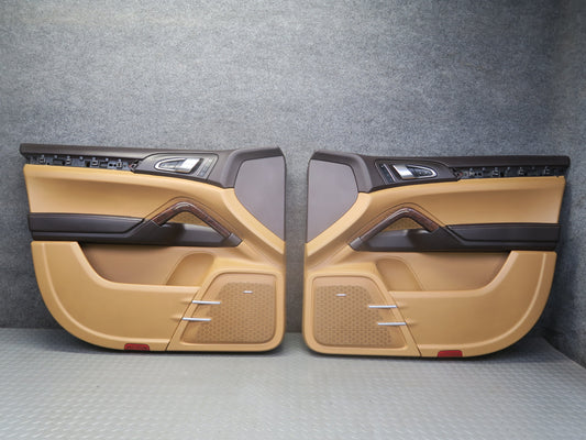 2011-2018 Porsche Cayenne 958 Front Door Interior Trim Panel Cognac Set of 2
