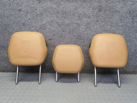 2011-2018 Porsche Cayenne 958 Rear Left Center Right Seat Headrest Cognac Set