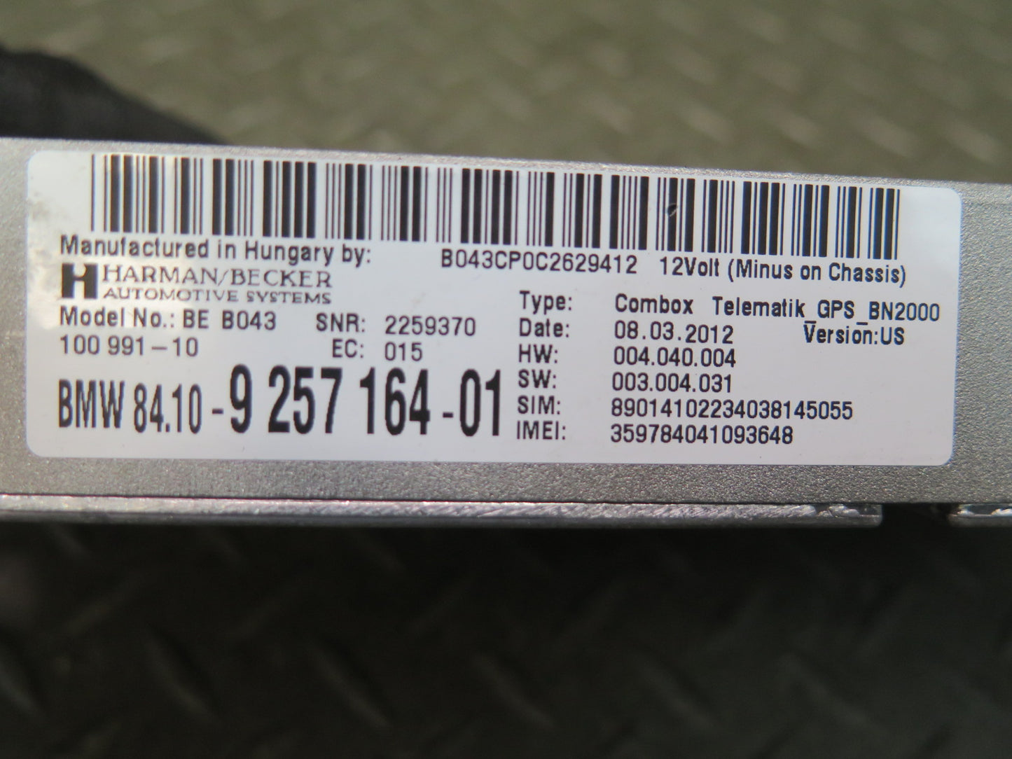 09-16 BMW E89 Z4 Combox Telematics Bluetooth Control Module 9257164 OEM