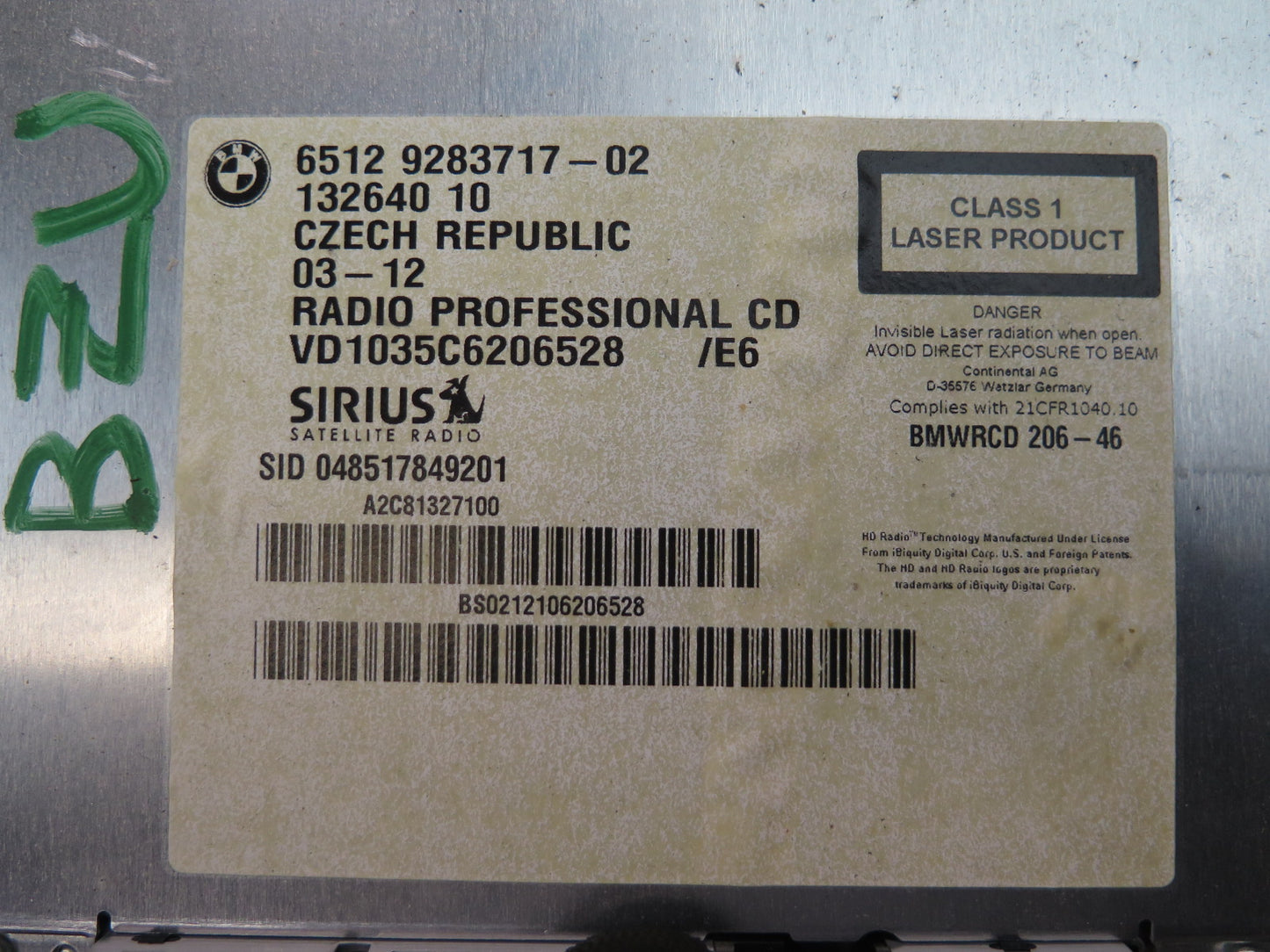 11-13 BMW E89 Z4 Radio Professional CD Player Receiver 9283717 OEM