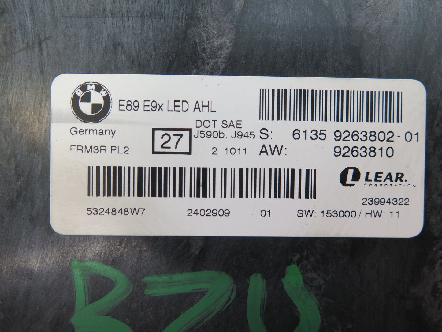 09-16 BMW E89 Z4 FRM3R PL2 LED AHL Footwell Light Control Module 9263802 OEM