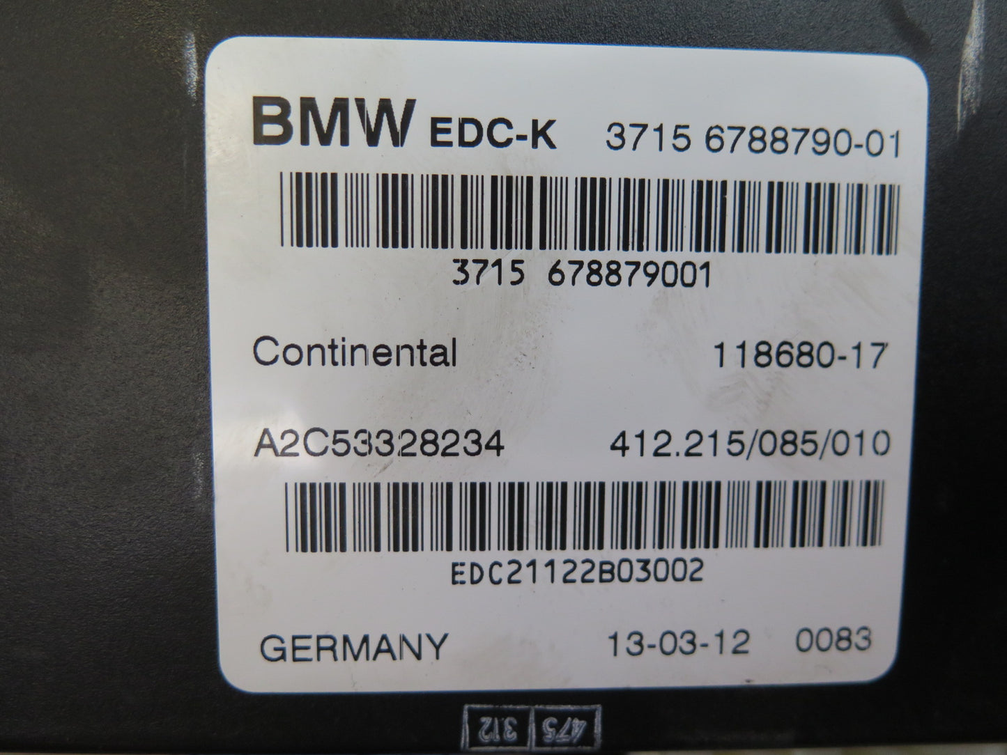 09-16 BMW E89 Z4 Edc-k Suspension Control Module 6788790 OEM