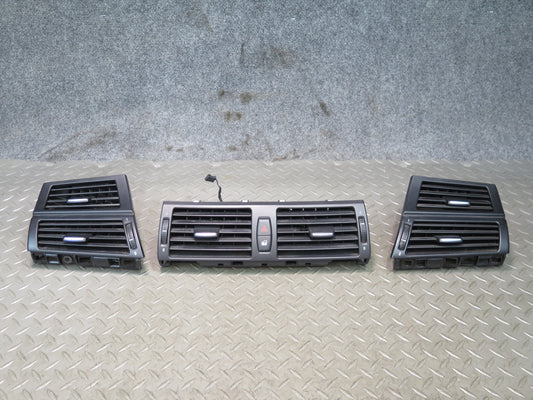 08-14 BMW E71 E72 X6 X6M Front Left Center Right Dash Air Heater Vent Set of 3