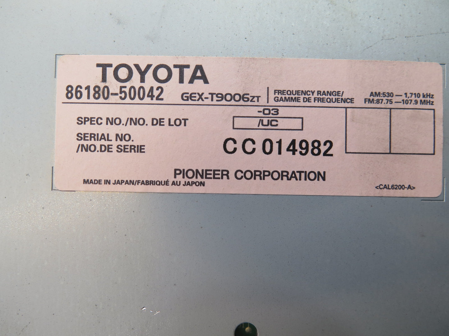 01-03 Lexus UCF30L LS430 Pioneer Audio Radio Amplifier AMP 86180-50042 OEM