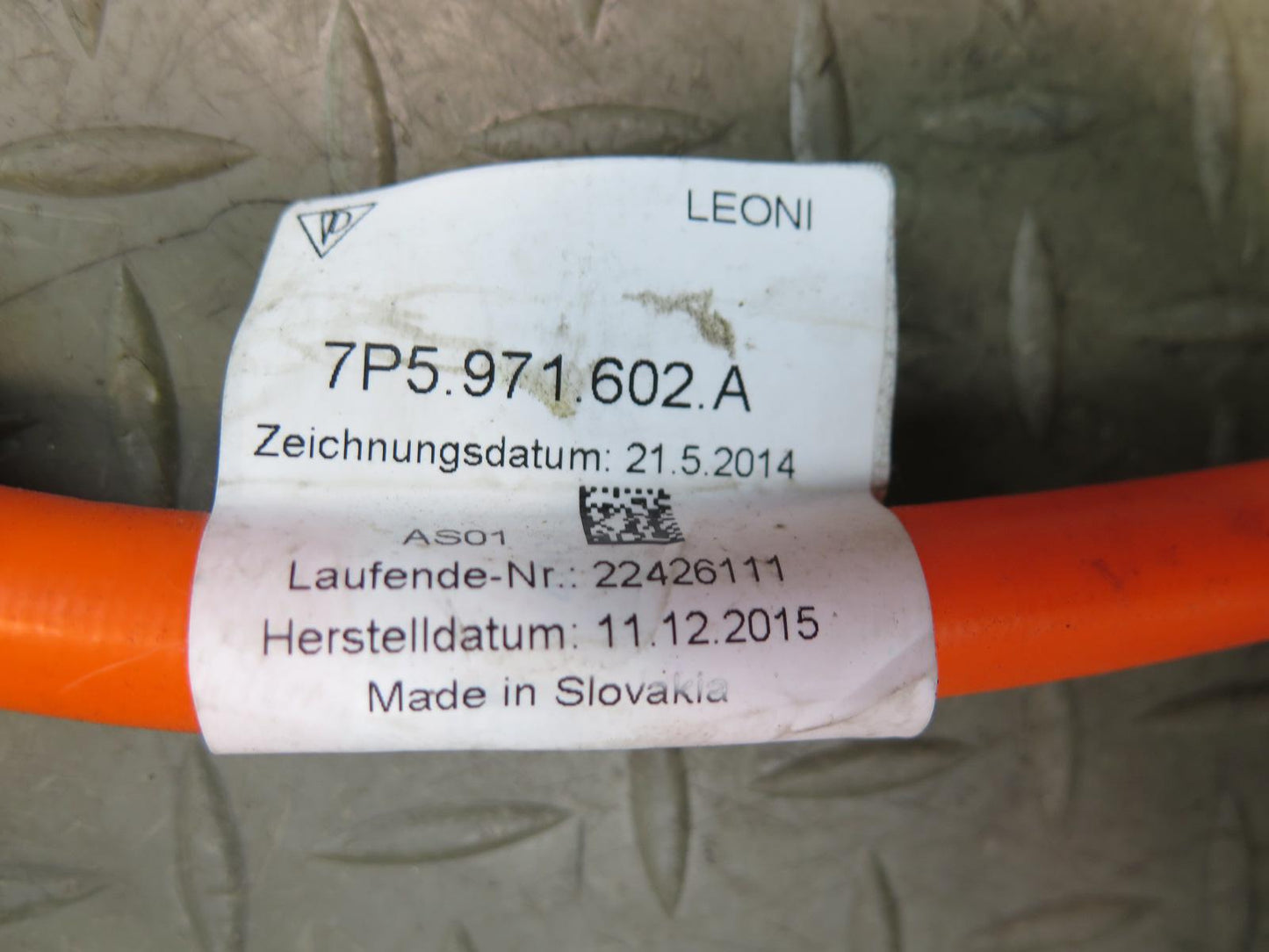 2015-2018 Porsche Cayenne 958 E-hybrid High Voltage Battery Cable 7P5971602A