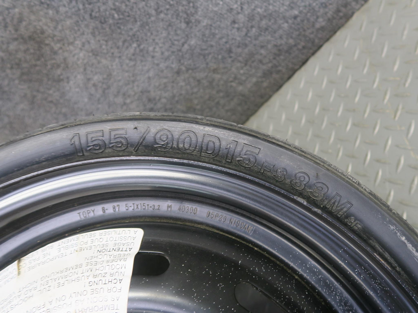 84-89 Nissan Z31 300ZX Spare R15" Tire Wheel 15x5J 155/90 40300-05P20 OEM