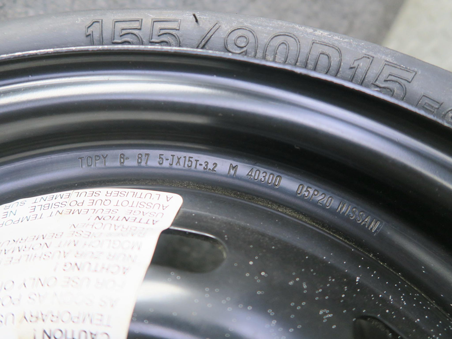 84-89 Nissan Z31 300ZX Spare R15" Tire Wheel 15x5J 155/90 40300-05P20 OEM