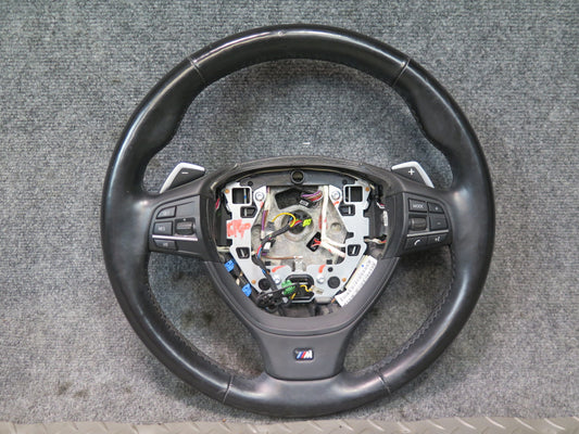 11-13 BMW F10 550i M-sport Heated Leather Steering w Controls & Paddles OEM