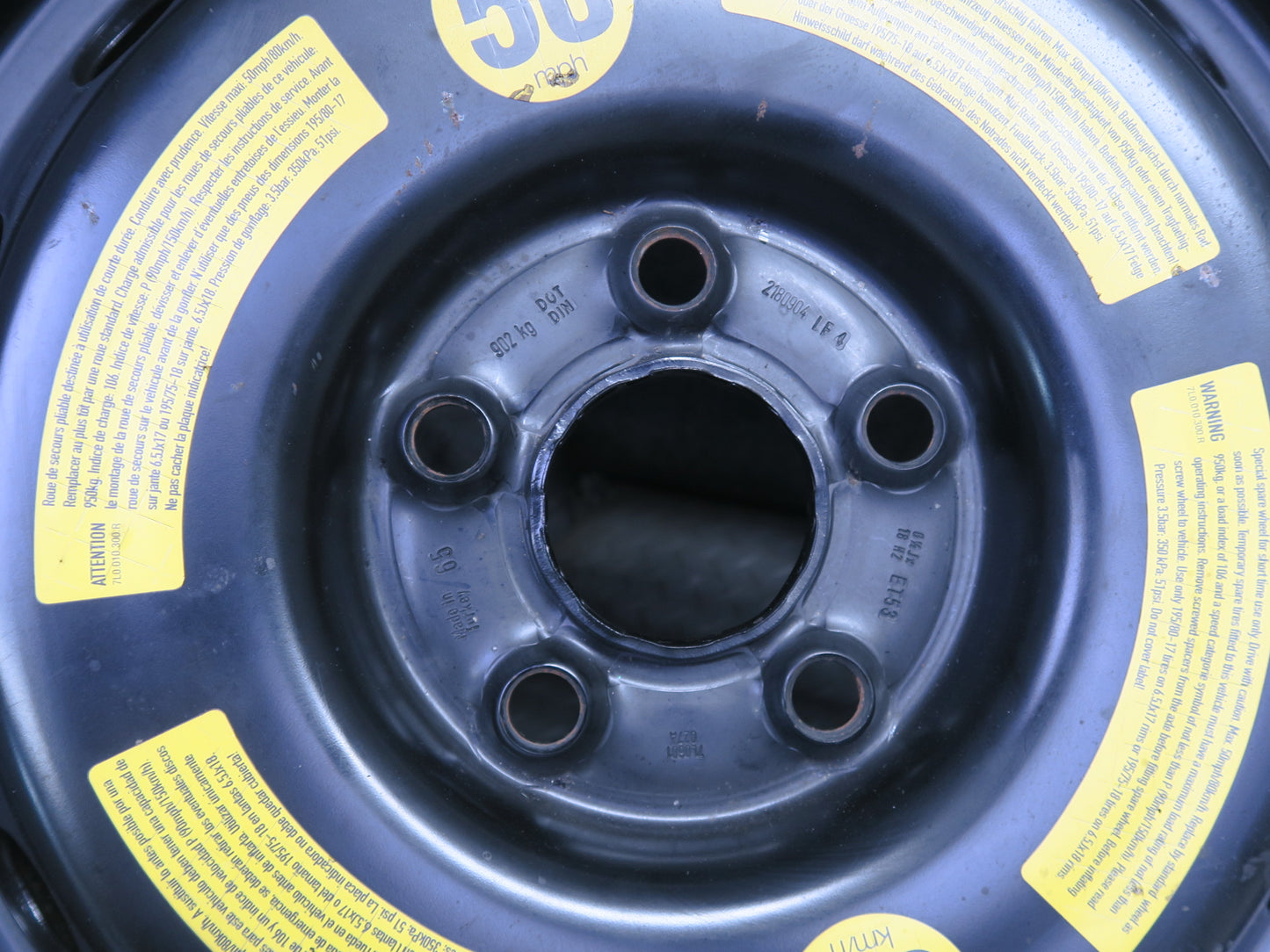 2003-2010 Porsche Cayenne 955 Spare Tire 18" Wheel 18x6.5 ET53 195/75 7L0601027A