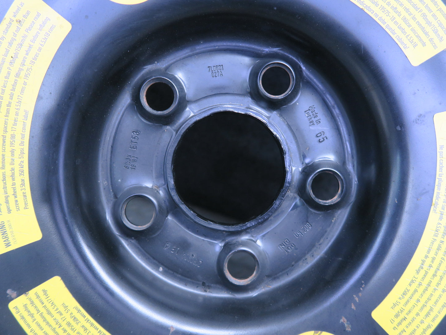 2003-2010 Porsche Cayenne 955 Spare Tire 18" Wheel 18x6.5 ET53 195/75 7L0601027A