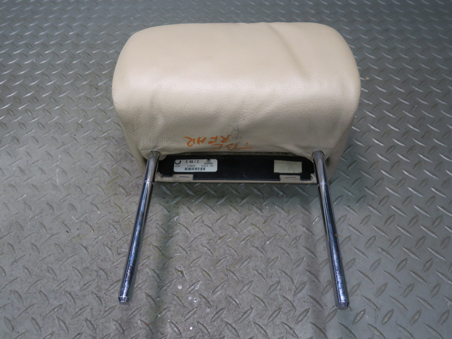 01-06 BMW E46 330CI Convertible Rear Left & Right Leather Headrest Beige OEM