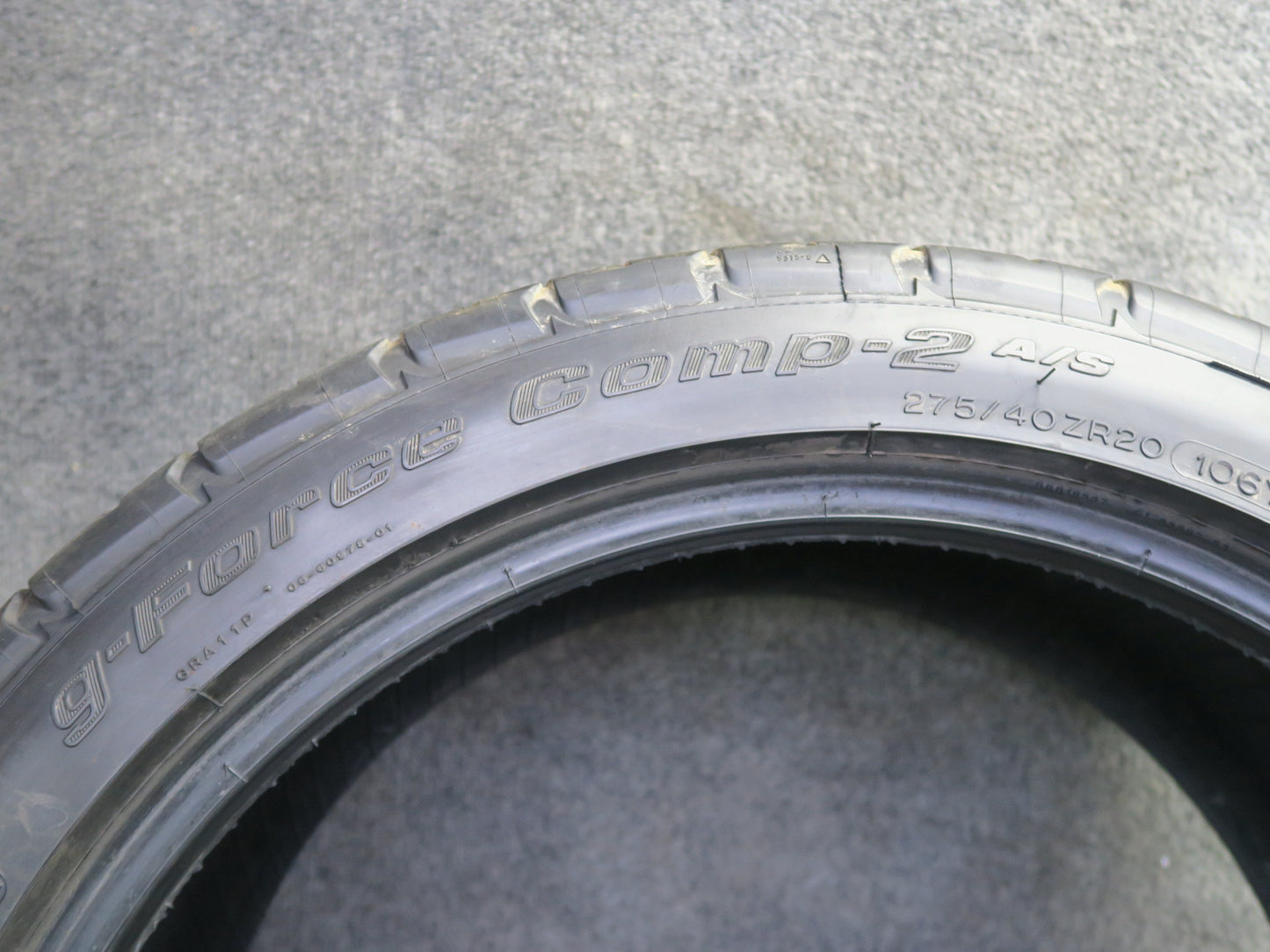 Set of 2 Bfgoodrich G-force COMP-2 A/S TIRE275/40 ZR20 106Y 4824 5/32 Tread