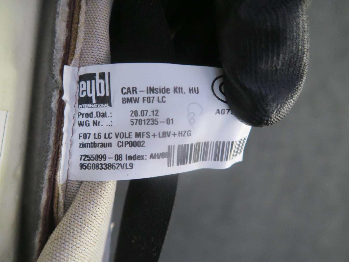 11-13 BMW F10 550iX Front Left Comfort Seat Upper Backrest Leather Cushion OEM