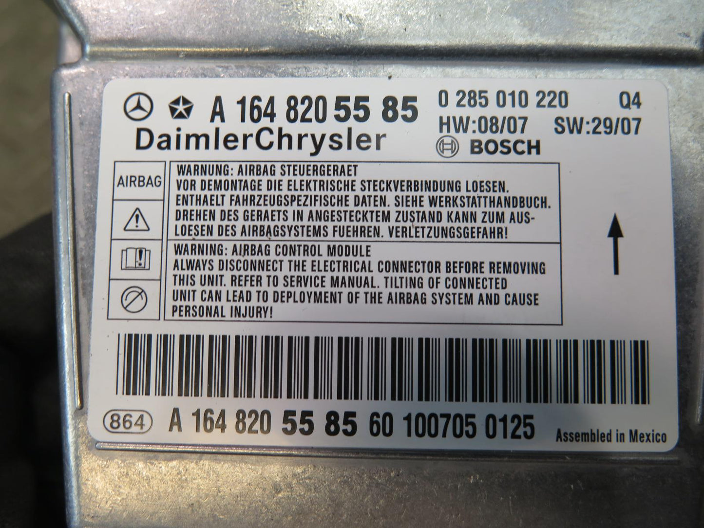 09-11 MERCEDES W164 ML350 ML500 A/T SRS AIRBAG SENSOR ECU CONTROL MODULE A1648205585O EM