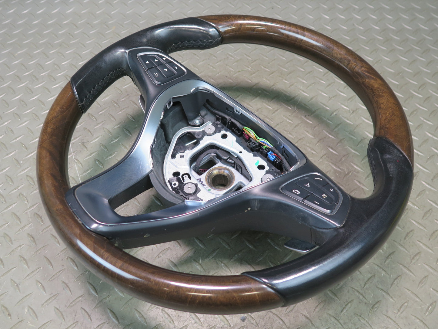 2017-2019 Mercedes X166 GLS450 Leather Wood Steering w Controls Shifter Paddles