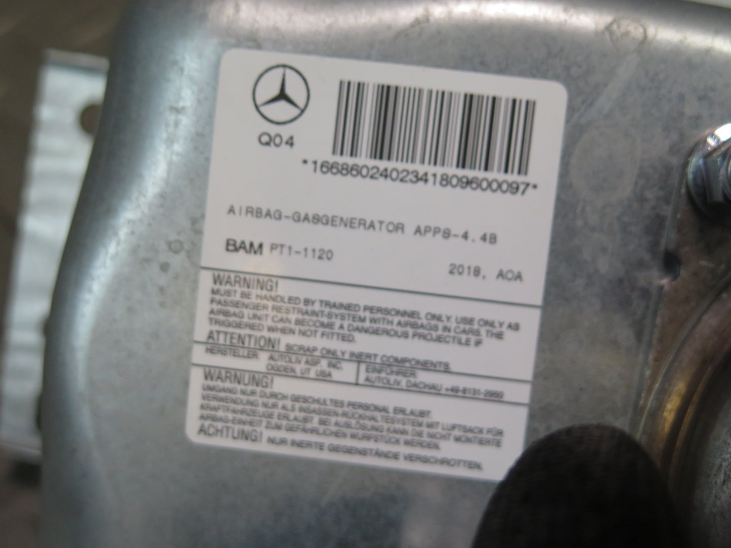 17-19 MERCEDES X166 GLS450 FRONT RIGHT PASSENGER SIDE DASH SRS AIRBAG OEM