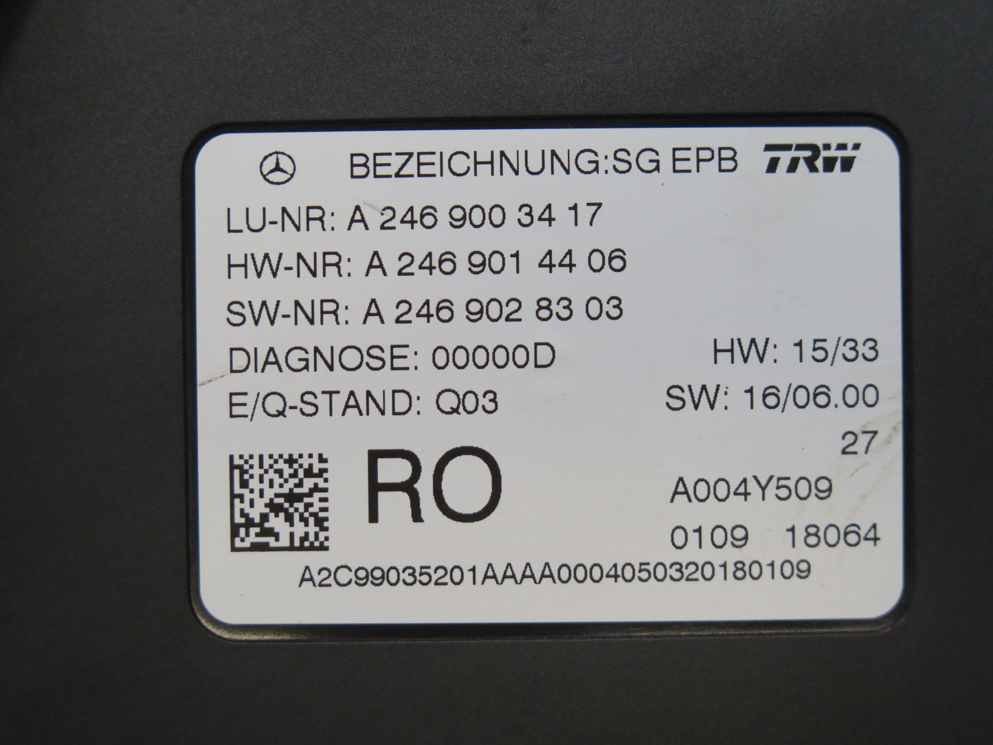 2017-2019 Mercedes X166 GLS450 Park Parking Brake Computer Control Module Unit