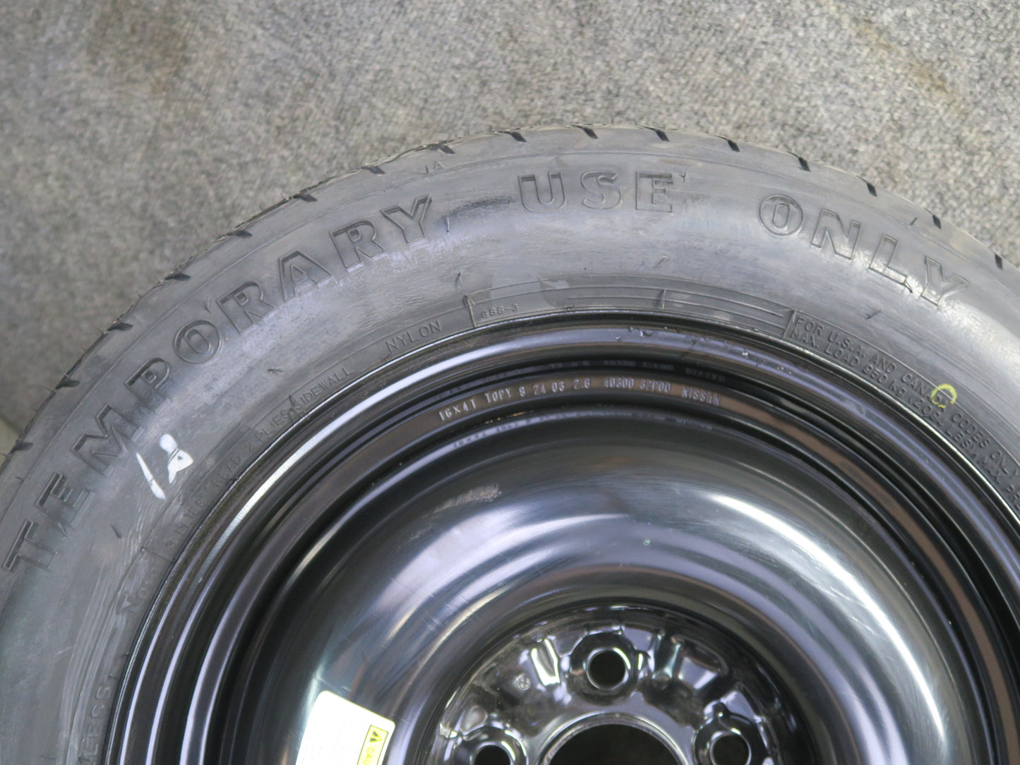 03-05 Nissan Z33 350Z Spare Tire R16" Wheel 16x4T T145/90 106M 40300-32P00 OEM