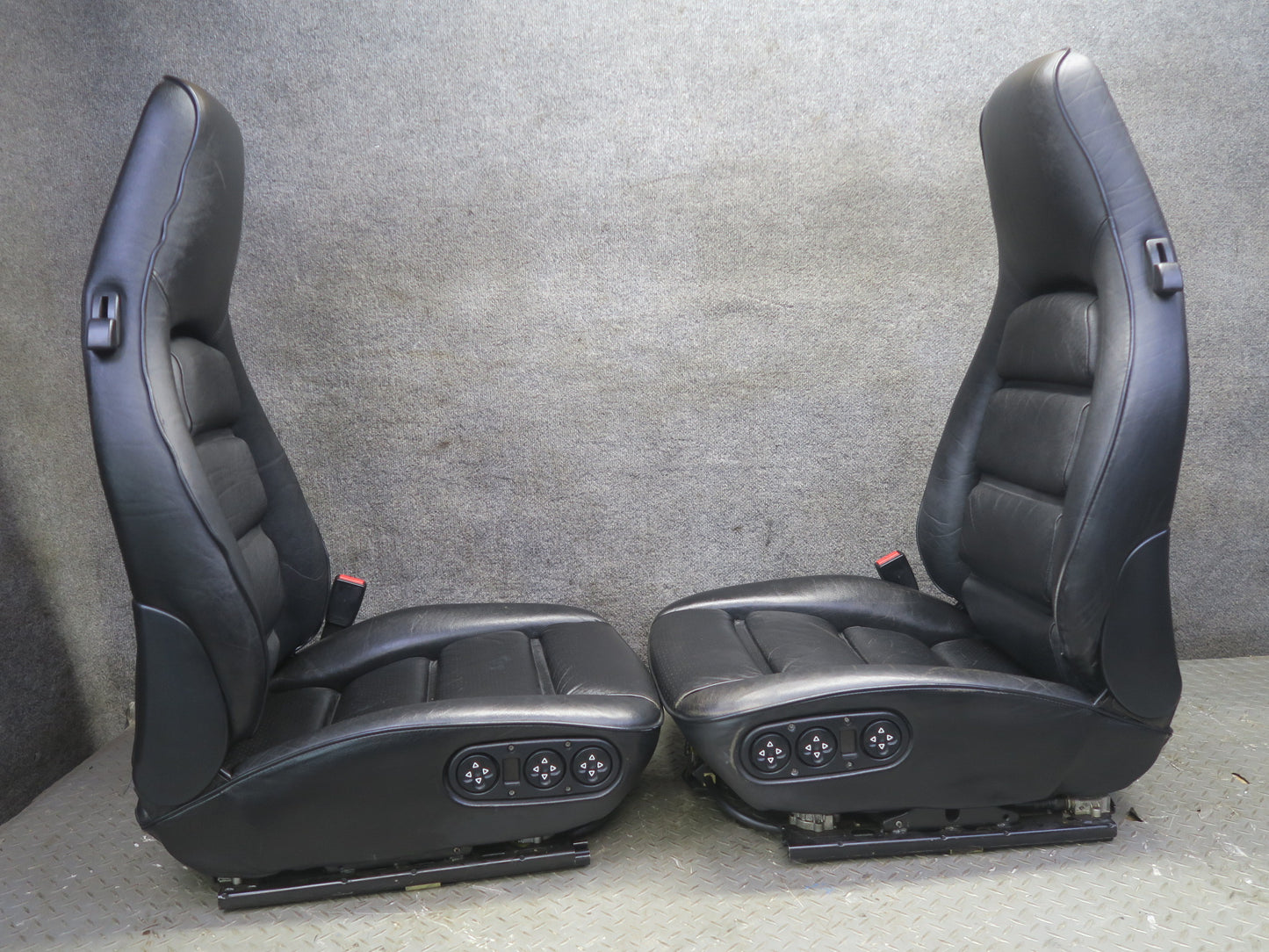87-95 Porsche 928 S4 Front & Rear Left Right Side Power Seat Leather Black Set