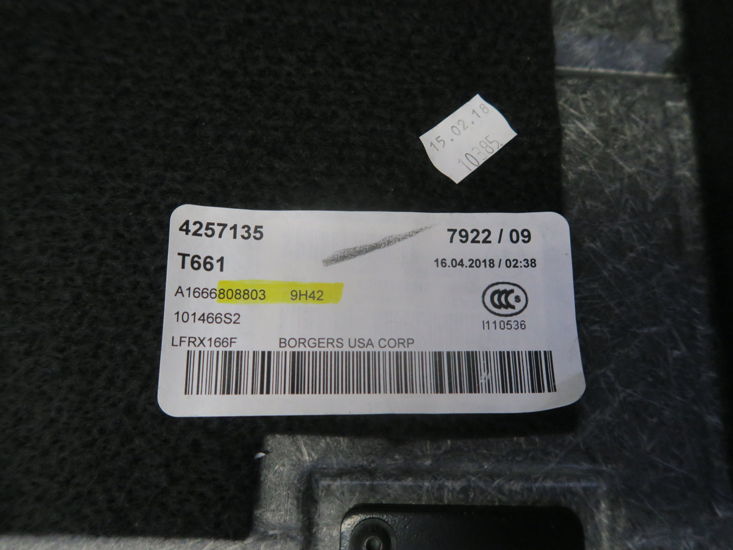 2013-2019 Mercedes X166 GLS450 Rear Trunk Cargo Load Floor Lid Carpet Cover Set