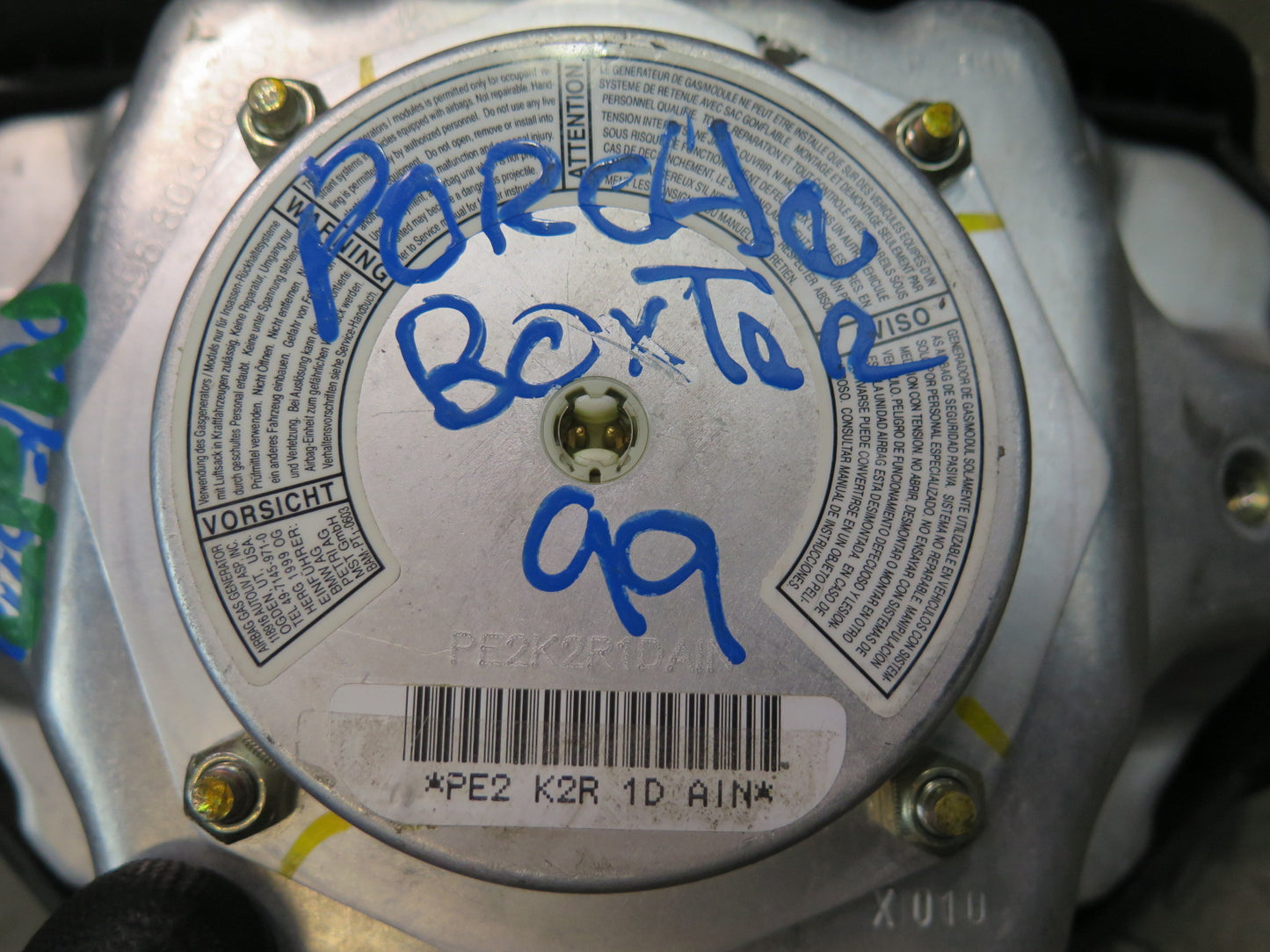 99-01 PORSCHE 911 996 FRONT LEFT DRIVER SIDE STEERING WHEEL SRS AIRBAG OEM