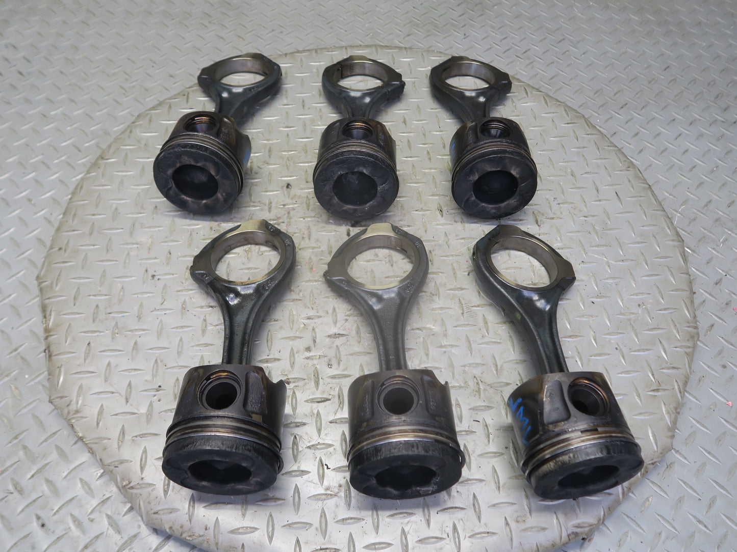 10-11 Mercedes W164 ML350 OM642 Diesel Engine Piston Connecting Rod Set of 6 OEM