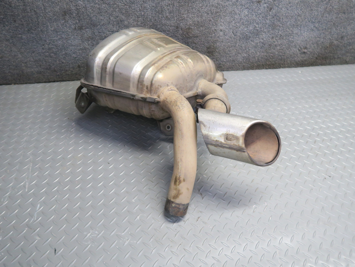 1999-2001 Porsche 911 996 M/T Rear Left Exhaust Muffler w Tip 99611112256