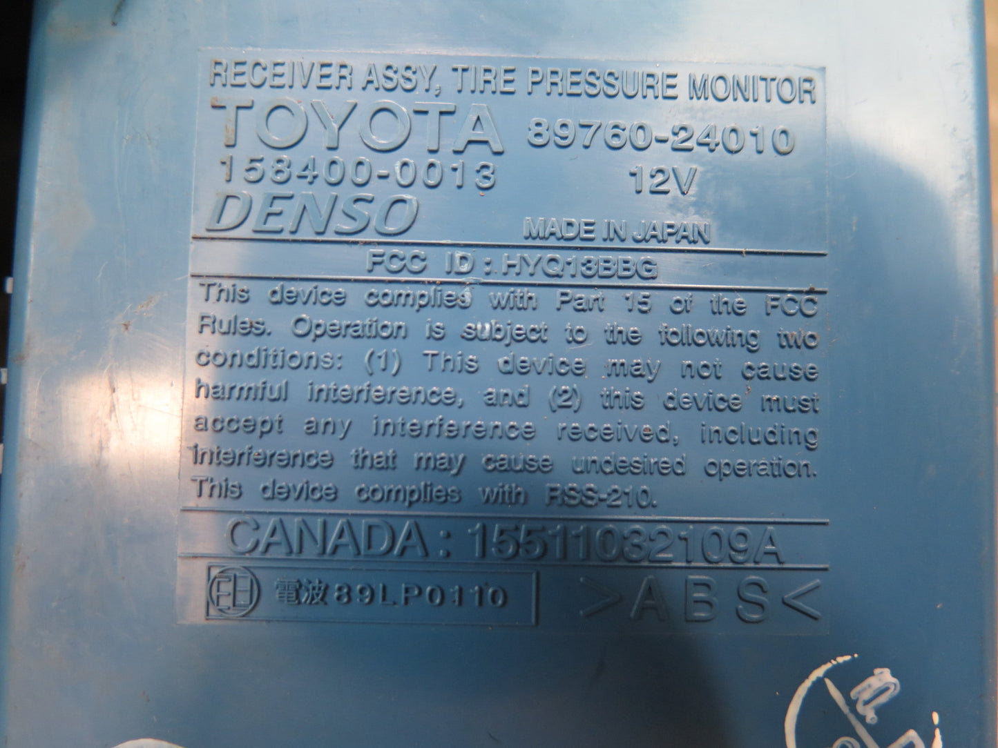 02-05 Lexus UZZ40L SC430 Tire Pressure Receiver Control Module 89760-24010 OEM