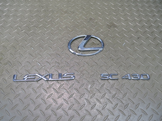 02-10 Lexus UZZ40L SC430 Rear Trunk Lid Ornament Emblem Logo Badge Set OEM