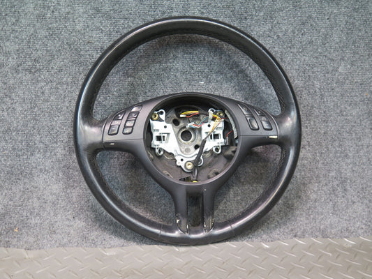 01-06 BMW E46 330ci 3-SPOKE Leather Sport Steering w Controls Black OEM